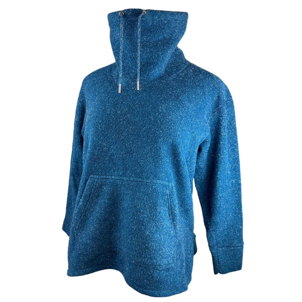 NIKE Fleece Cozy Funnel Cowl Neck Sweatshirt Blue Oversized Pocket Sweater XS - Picture 4 of 16